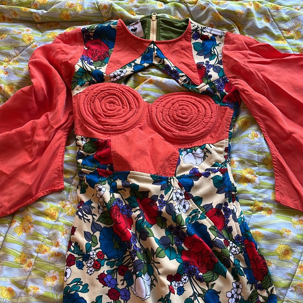 Nuvolo Floral Summer Cocktail Kimmno-Sleeve Dress Size Large - Picture 3 of 16